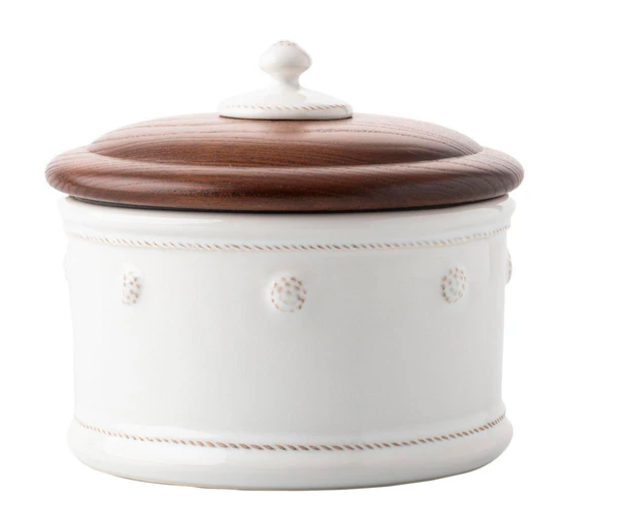 Berry & Thread Dog Treat Canister with Wooden Lid - Whitewash