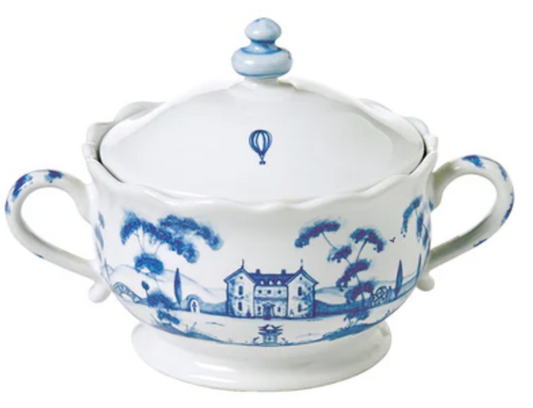 Country Estate Sugar Bowl with Lid- Delft Blue